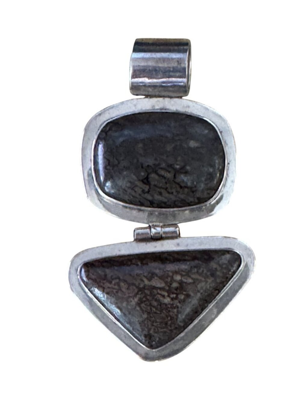 Agatized Dinosaur Bone Gemstone Sterling Silver Pendant Large 2 3/4" 38g - Picture 4 of 8